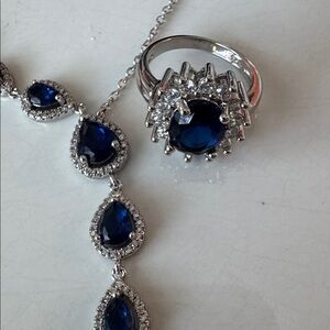 Suzanne Somers 925 Silver and Sapphire Blue Jewelry Set